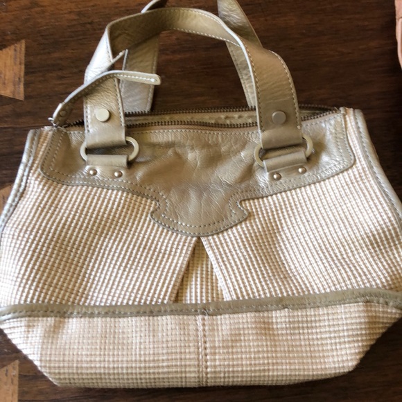 Charles David bag - straw and gold leather - Picture 2 of 5